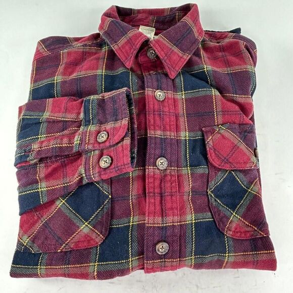 Duluth Trading Co Men's Flannel Shirt Size M Red Plaid Long Sleeve Button Shirts - Picture 1 of 13
